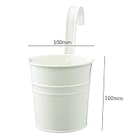 Sunny-Aha Hanging Flower Pots Hook Wall Pots Garden Pots Balcony Planters Metal Bucket Flower Holders,Milk White