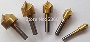 Generic 5pcs countersink set, size of 6,10,13,16,19mm Single Flute Titanium Coated Edge Chamfer, 82 Degree Wood Countersink Drill Bit