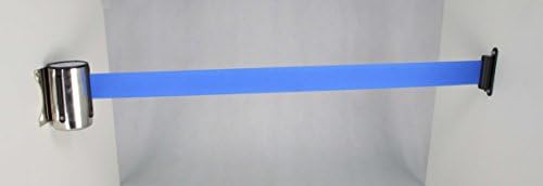 FixtureDisplaysStanchion Queue Barrier Post Wall Mount Retractable Ribbon 16' Belt Blue 12004-8-BLUE