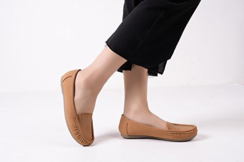 Mlia Lady Womens Casual Slip On Loafer Moccasins Flats Driving & Walking Shoes Zenobia Camel 10