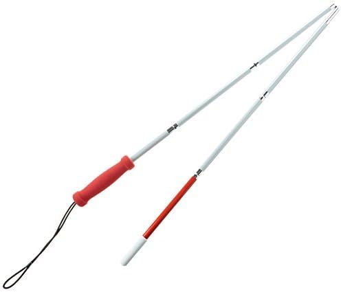 DMI Lightweight Aluminum Folding Cane for the Blind or Visually Impa Inspired Vinyl Hand Grip and Red Tip 50 inch length by Mabis DMI Healthcare