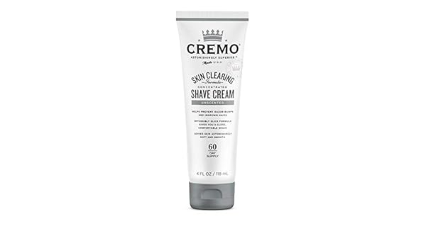 Cremo Unscented Shave Cream With Skin Clearing Formula Helps