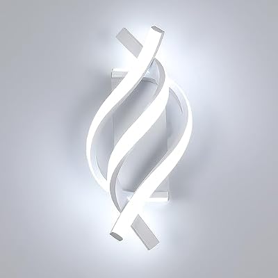 Lámpara de Pared LED, Aplique de pared Moderno Interior 22W 2500LM de Diseño Curvo, Iluminación de Pared 6500K para Dormitorio, Comedor, Salón, Blanco