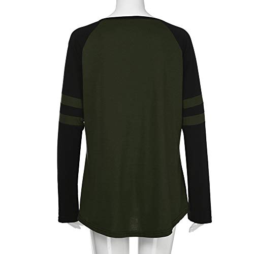 Realdo Womens Deep V Neck T-Shirt,Sexy Plus Size Contrast Color Pullover Tops Shirt(XXXXX-Large,Army Green) - Thumbnail 4