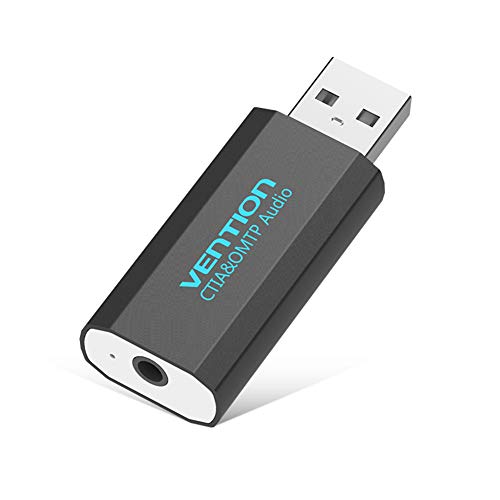 Vention External USB Sound Card,USB Audio Adapter with 3.5mm Aux Microphone Jack for Headset,PC,Laptops,PS4,Windows,Mac(Black)