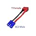 2pcs EC2 male Banana connector to T female plug wire adapter for RC lipo battery