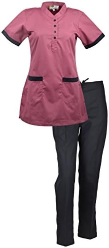 Uniform Craft Women's Polyester and Cotton Twill Support Staff Uniform, Purple and Navy blue