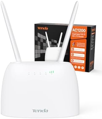 4G07-Router 4G SIM, Router 4G con Tarjeta SIM para AC1200, Dual Band WiFi(867Mbps 5GHz + 300Mbps 2.4GHz), LTE CAT4, Ethernet LAN/WAN, Puerto FDD y TDD, WiFi portatil hasta 64 Dispositivos