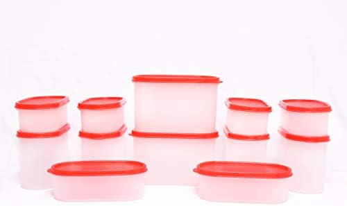 MahaWare TallBoy 600,1200 ml Space Saver Organise Your Kitchen Set (Red) - Set of 12 Pieces