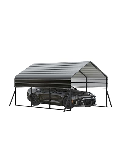 10x15 FT Heavy Duty Metal Carport Kit with Reinforced Frame & Anchor Bolts, for…