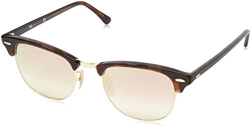 Ray-Ban CLUBMASTER Square Sunglasses, Shiny RED/Havana, 51mm