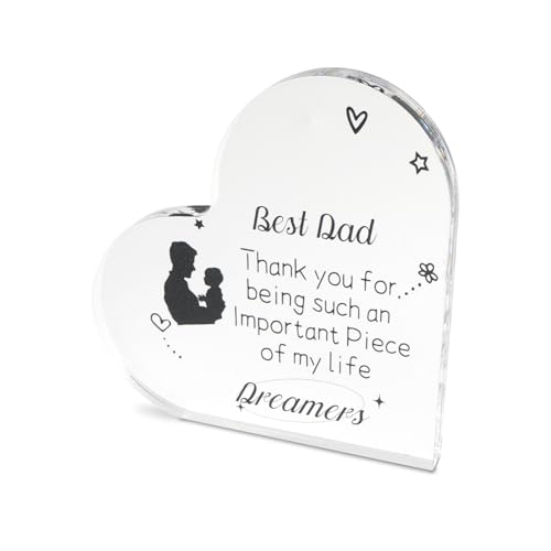 Heart Shaped Acrylic Plaque, Love You Gift, Dad and Child Pattern, Romantic Gift, Son Gift for Dad, Daughter Gift for Dad,Gifts for Men Funny and Unusual,Birthday Gifts for Men