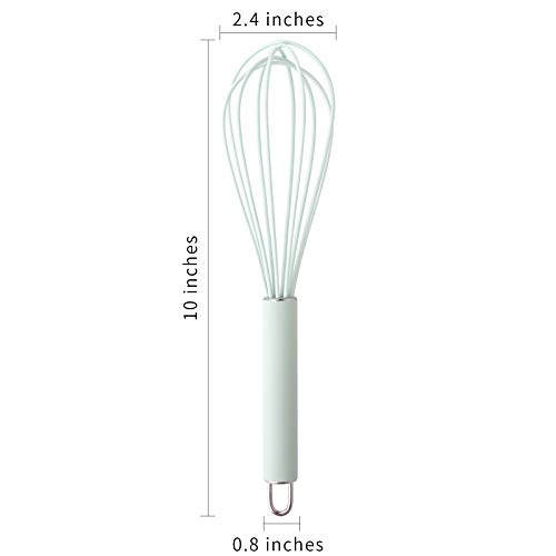 GorGin high temperature and easy to clean silicone whisk, stirrer, 10 inch, grip good grip design for Blending Whisking Beating Stirring Cooking Baking (1 Pack | blue)