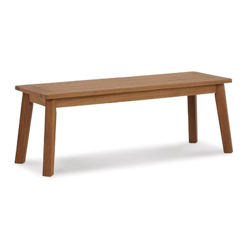 Signature Design by Ashley Janiyah Casual Outdoor Dining Bench, Light Brown