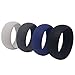 Silicone Wedding Ring For Men & Women By QOG, 4 Pack - Black, Blue, Grey, Light Grey. Sizes 6-15. Rubber Bands For Active Life-styles
