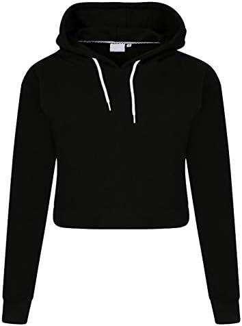 Urban D Kids Girls New Sexy Crop Top Hoodie Plain Pullover Sweatshirts Elegant Hooded Jumpers UK 7-13 Yr