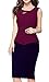 HOMEYEE Women's Elegant Chic Bodycon Formal Dress B288 (M, Carmine+Dark Blue)