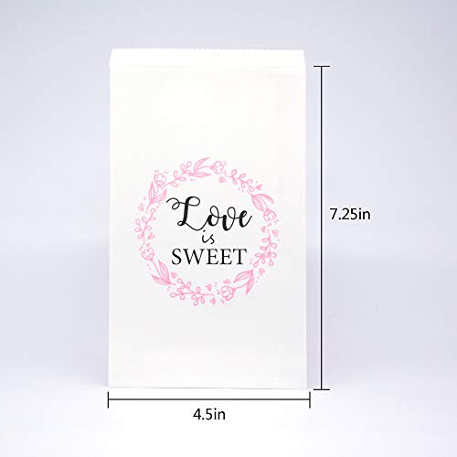 Wedding Favors Kraft Paper Bags - 50Pcs 4.5 x 7.75 inches White Wedding Gift Bags for Guests Candy Treat Bags for Treat Snacks Candy Buffets