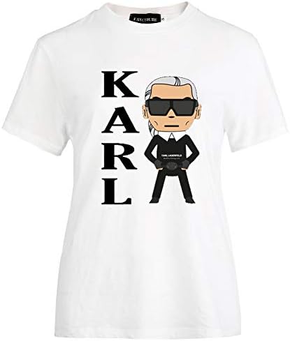 Tiffley Time Women's Karl Lagerfeld Respect T-Shirts Cute Portrait Graphic Summer Tee Tops