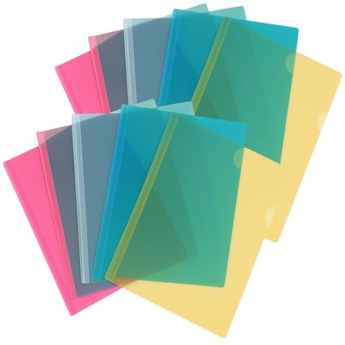 SPS Plastic Strip File Folder - Transparent A4 Sliding Bar Report Covers - Multicolored - Pack of 10 1
