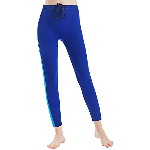 Flexel Women Wetsuit Pants 2mm Girls Premium Neoprene Wet Suit XSPAN Trousers Scuba Diving Leggings for Swimming Snorkeling Surfing Fishing (2mm Blue Pant Women, Medium)
