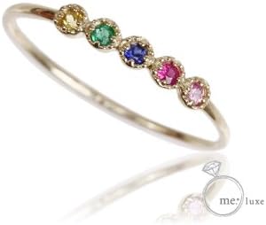 Amazon K10ゴールド ルビー エメラルド サファイア 華奢な一文字リング Me Luxe Gd 95 0814 10 リング 通販