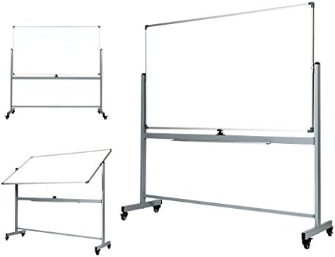 OfficeGenius Large Mobile 68x38 Magnetic White Board on Wheels with Stand, Double Sided Portable Dry Erase Whiteboard w/ Quick Flip Reversible Easel - Stronger Core