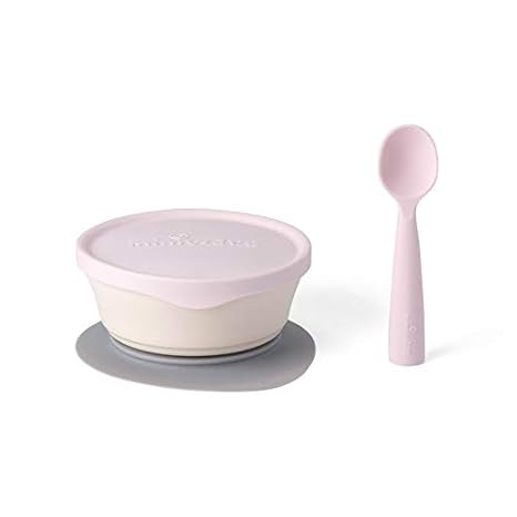 Miniware First Bite Suction Bowl with Spoon Feeding Set Vanilla/Cotton Candy