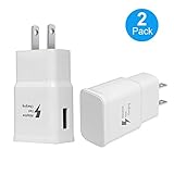 Adaptive Fast Charging Wall Charger Adapter for Samsung Galaxy S6 S7 S8 S9 S10 / Edge/Plus/Active, Note 5,Note 8, Note 9, and More (2 Pack) (White) Aolerx Quick Charge