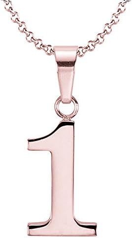 925 Sterling Silver Rose Gold Plated Number 0-9 Charms Pendant Necklace with Chain (1)