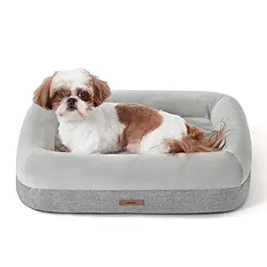 Lesure Small Memory Foam Dog Beds for Small Dogs - Orthopedic Washable Dog Bed Made with CertiPUR-US? Certified Foam - Bolster Pet Bed with Removable Washable Cover and Waterproof Lining, Grey