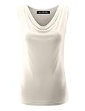 ALL FOR YOU Women's Ruched Sleeveless Blouse Stretch Tank Top Ivory XXX-Large