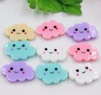 10pcs/lot kawaii flat back resin cloud with smile DIY resin cabochons accessories 24x16mm