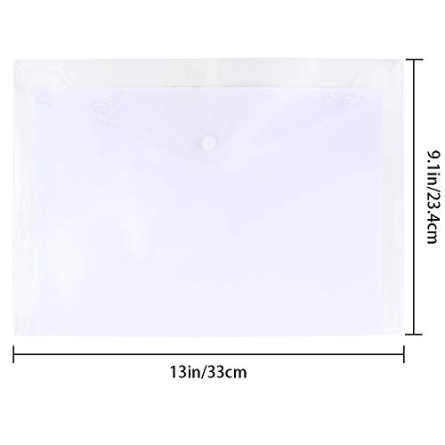 JPSOR 40pcs Plastic Envelopes,Clear Poly Envelope Waterproof File Folder with Snap Button, US Letter/A4 Size - Thumbnail 2