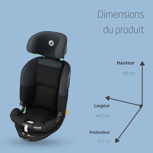 Emerald 360 S i-Size, Siège-auto Isofix 360 Pivotant, 0-12 ans (40-150 cm), Siège-auto bébé & enfant, Rotation FlexiSpin 360°, 4 Inclinaisons, Protection G-CELL, Tonal Black