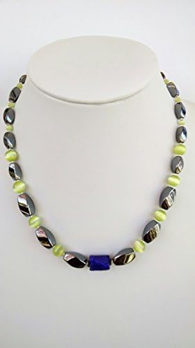 Seahawk fan magnetic hematite necklace and earring set