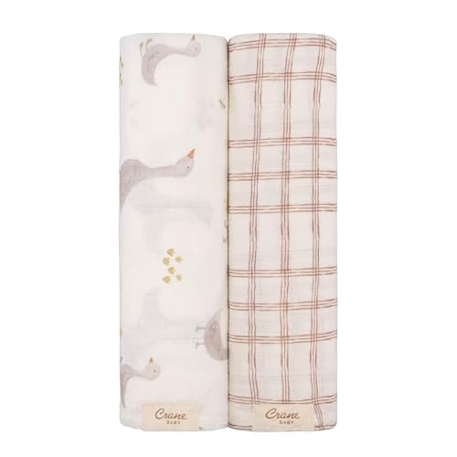 Crane Baby Charlie 2-pc. Farmhouse Tractor Dot Swaddle Set, 100% Cotton Muslin…