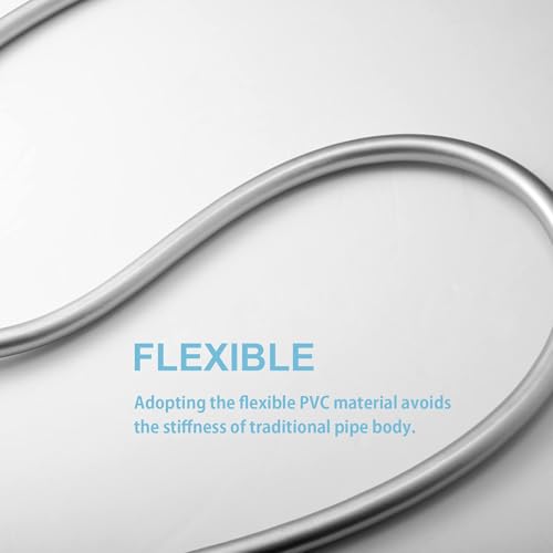 Shower Hose, 2.0m PVC Universal Smooth High-Pressure Shower Pipe with Washer, Replacement for Bath Taps, Sliver