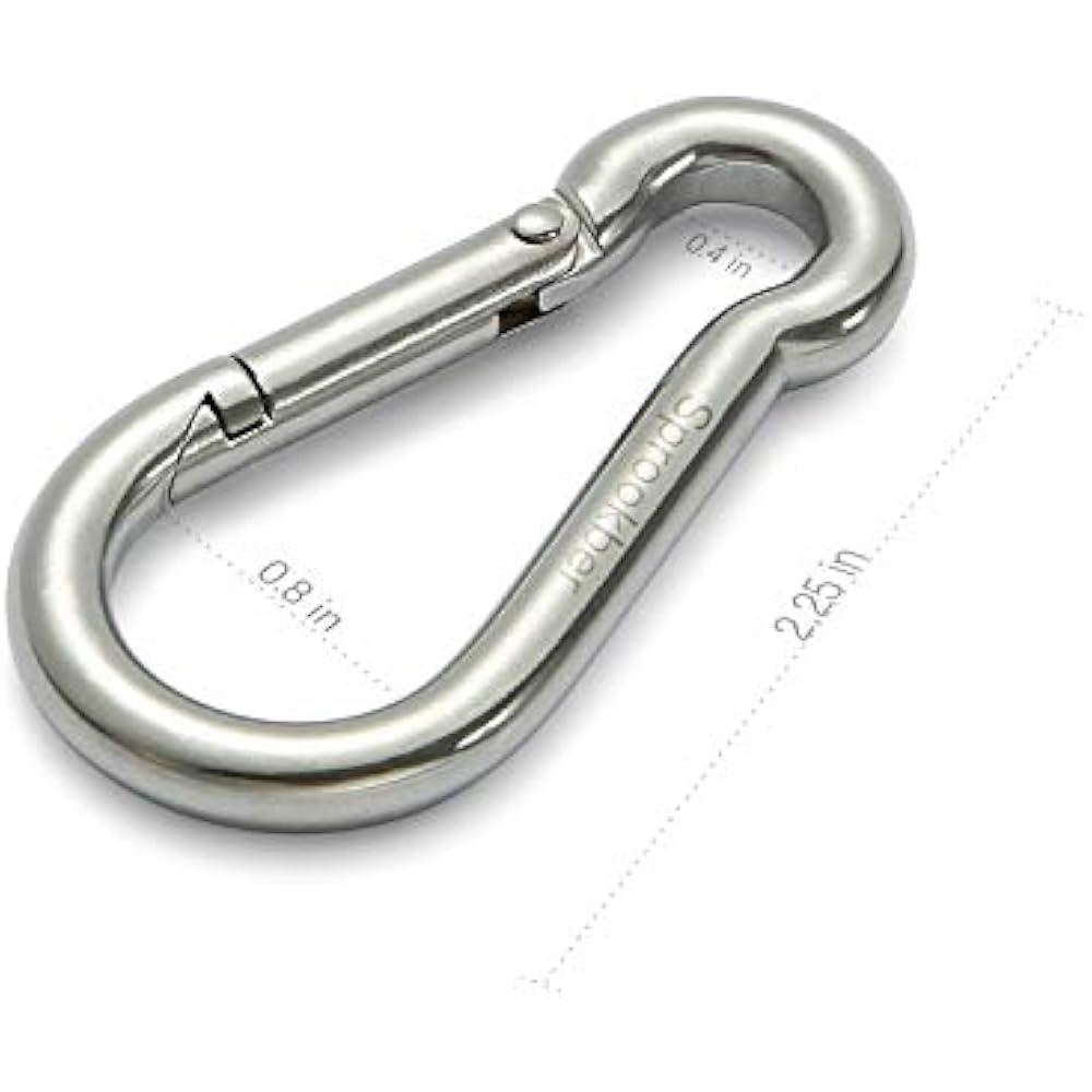 Sprookber Stainless Steel Spring Snap Hook Carabiner 304 Clips, Set