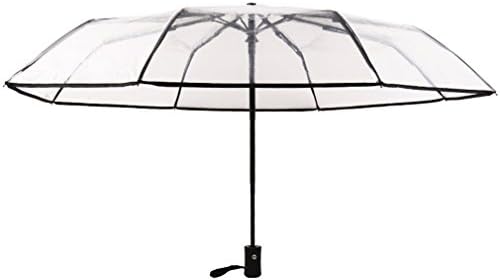 HOMEIC Mini Three-Folding Transparent Umbrella Rain Women Fully-Automatic Creative Rainy Transparent Umbrella black