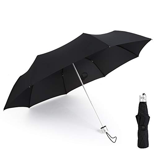 Kobold Travel Umbrella 3 Fold Windproof Lightweight Compact Umbrellas Black Rain & UV Umbrella