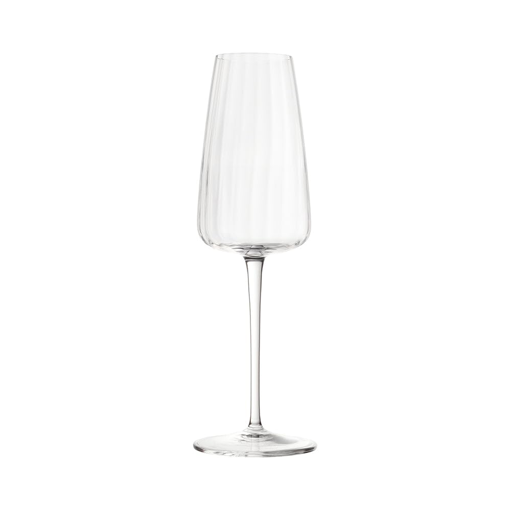 Luigi Bormioli Optica Champagne Flutes 4 x 210ml Crystal Wine Glasses, Dishwasher Safe