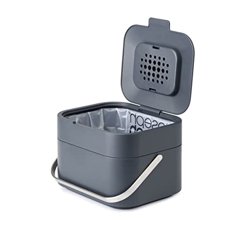 Joseph Joseph Stack 4 - Komposteimer küche, biomülleimer mit Geruchsfilter und Deckel, Plastik, 4 Liter, Graphit