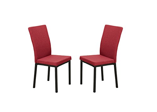 Poundex Bobkona Kasen Set of Two Linen-like Polyfabric & Metal Dining Chair in Dark Red