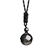 iSTONE Unisex Genuine Round Gemstone Beads Pendant Necklace with Adjustable Nylon Cord 25 Inch (Gold Sheen Obsidian)