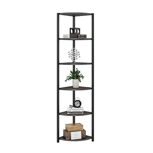 HOMECHO 6 Tier Corner Shelf, Industrial Corner Bookcase Small Display