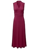DRESSIS Women's Sleeveless V Neck Pleated Waist Long Maxi Dress S to 3XL (10 Colors)