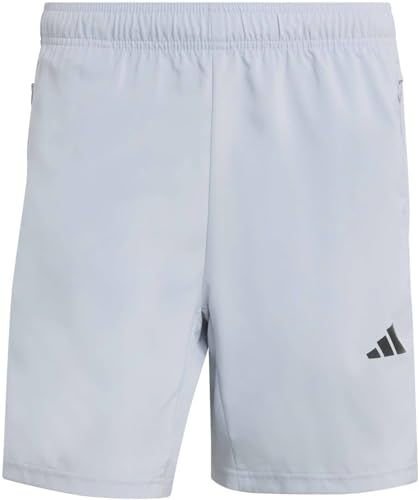 Herren Workout Essentials Base 3 Stripes Woven Short, Halo Silver/Black, XL 7 inch