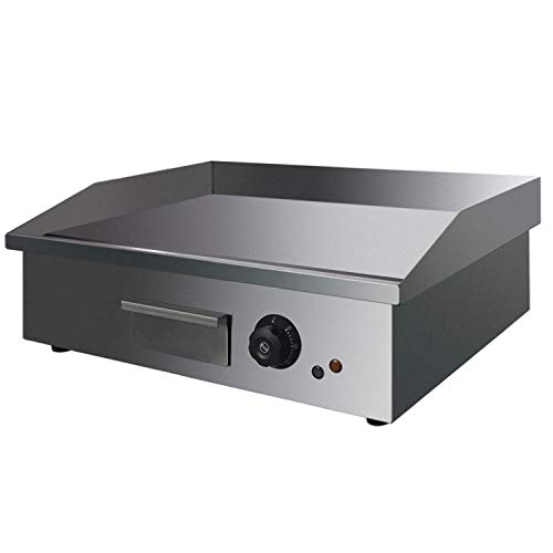 YiiYYaa 1600W 21.6" Commercial Electric Countertop Griddle Grill, Grilled Squid and Steak Machine Tabletop Flat Grill,Stainless Steel Restaurant Grill, with Adjustable Temperture Control (21.6 in)
