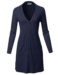 Awesome21 Women's Casual Button Up Long-Line Sweater Viscose Knit Cardigan
